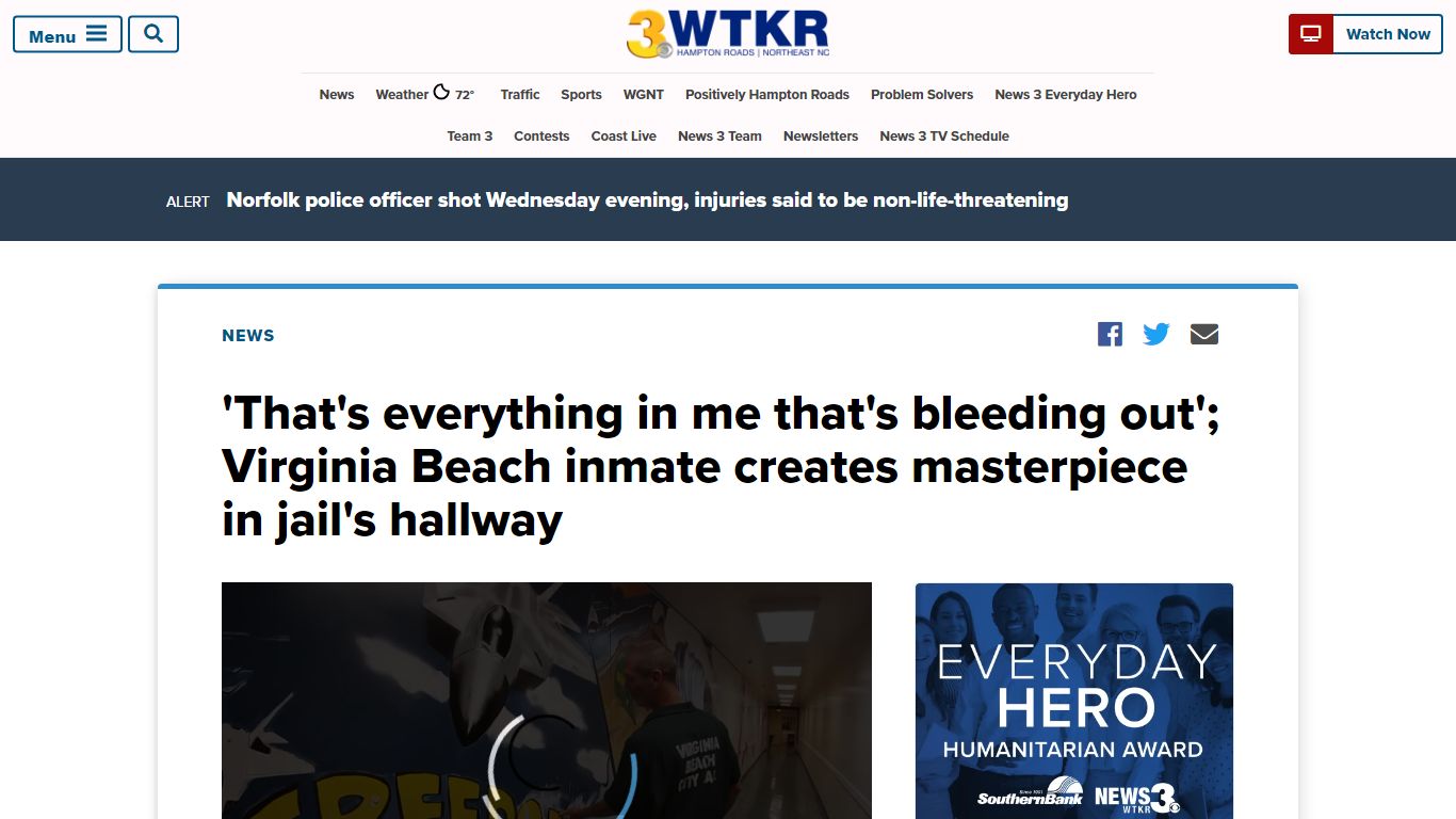 Virginia Beach inmate creates masterpiece in jail's hallway - WTKR